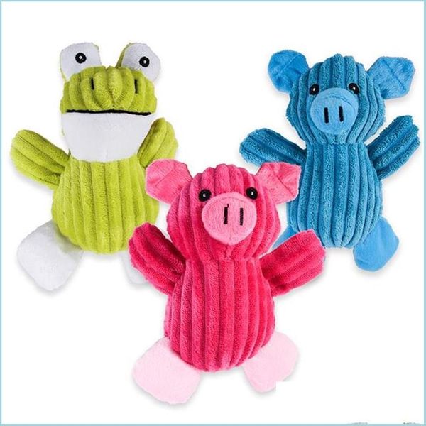 Juguetes para perros Masticables Juguetes para perros de peluche Squeaky Pig Frog Cachorro Masticar Juguete Interactivo Gato Sonido para mascotas para perros pequeños y medianos Entrega de gotas 2021 Hom Dhdfi