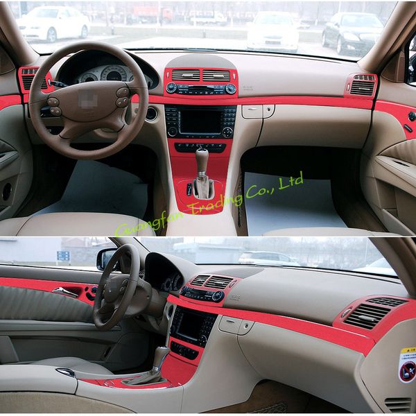 Para mercedes e classe w211 2005-2008 interior painel de controle central maçaneta da porta adesivos de fibra de carbono decalques estilo do carro accessor