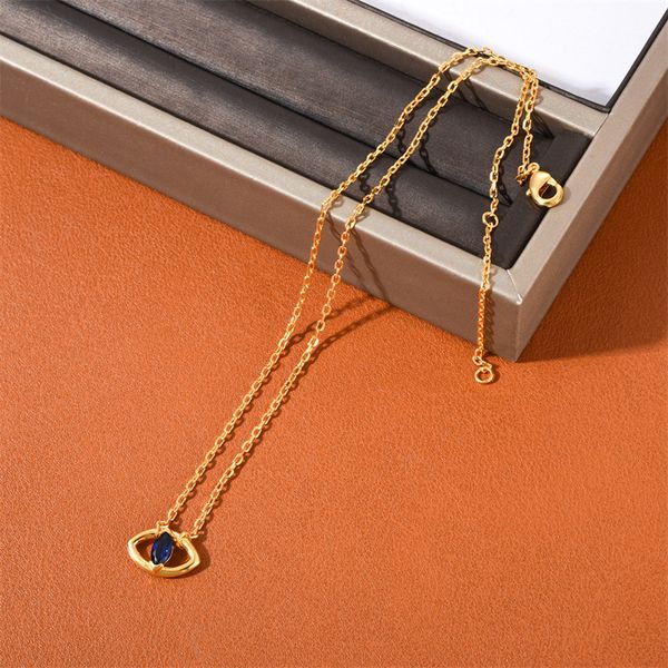Nischendesign Persönlichkeit Trend Evil Eye Saphir Halskette Neue Mode All-Match-Schmuck Schlüsselbeinkette Geschenkzubehör