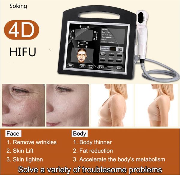 Hifu Facelift-Maschine Hochintensiver fokussierter Ultraschall 4D HIFU 12 Linien 20000 Schüsse Faltenentfernung zum Abnehmen des Körpers