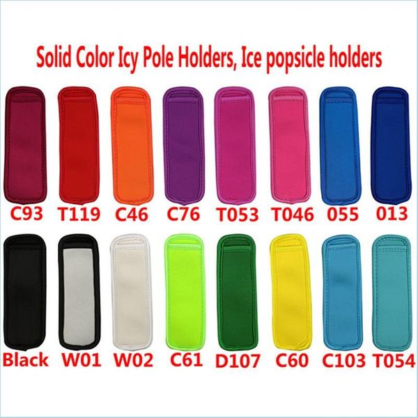 Ferramentas de sorvete 18x6cm Neoprene Popsicle Solder Zer Icy Pólo Lolly Sleeve Protector Ice Cream Tools for Party Supply Drop Delive