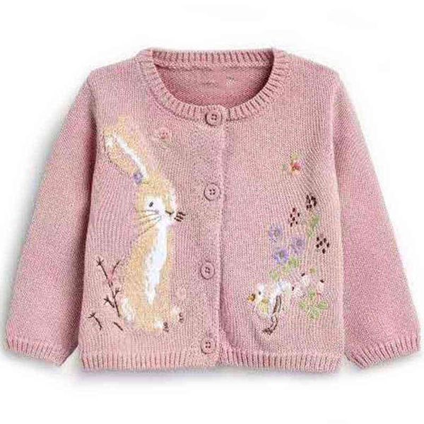 Pullover maven Vestiti per ragazze Bellissimo maglione di coniglio rosa con pulcini Felpa in cotone Autunno vestito per bambini da 2 a 7 anni 0913