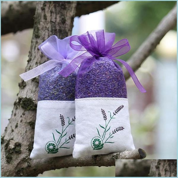 Вечеринка Purple Cotton Organza Lavender Sachet Bag Diy Diy Flower Sweet Bursa Wardreob