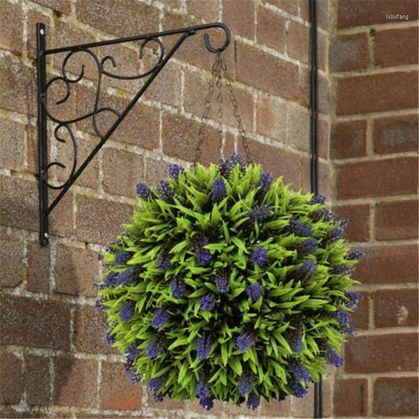 Fiori decorativi Viola artificiale Simulazione Pianta Lavanda Appeso Topiaria Palla Artigianato Decorazione da parete Fiore di plastica 30 cm