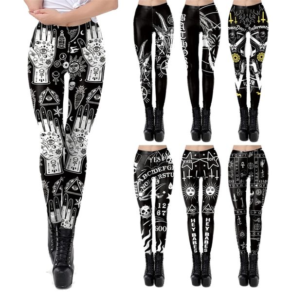 Leggings da donna VIP FASHION Divertente Sexy Stampato Elastico Vintage Steampunk Skinny Pantaloni a matita Stampati Pantaloni alla caviglia Cosplay Leggings Gothic 220914