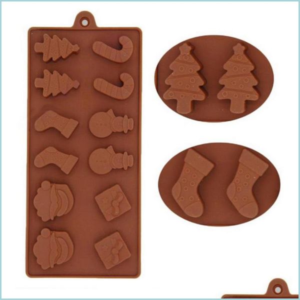 Backformen Weihnachten Sile Chocolate Mods 12 Hohlraum Kuchen Keks Süßigkeiten Backen Mod für DIY Weihnachtsfeier Backformen Santa Ice Tray Mold Dr Dhvns