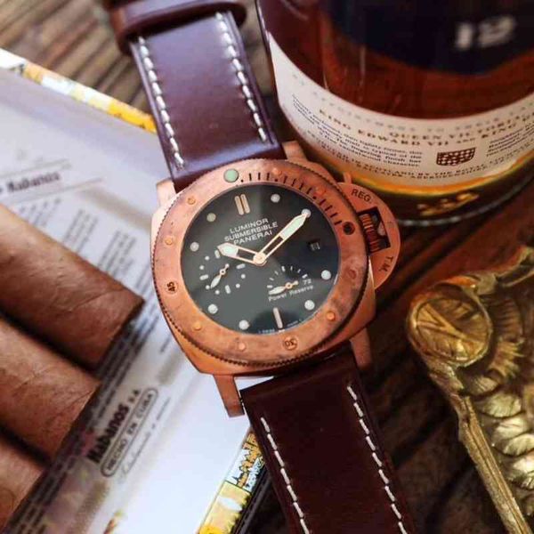 Tough Man Real Bronze Pam382 Peijia Pangdahai Orologio meccanico automatico da uomo di marca famosa Prepotente quadrante grande luminoso impermeabile