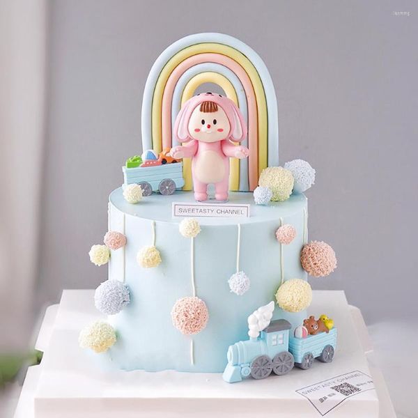 Festliche Lieferungen Puppe Ornamente Alles Gute zum Geburtstag Party Dekorationen Spielzeug Weiche Keramik Backen Kuchen Topper Kunststoff Für Mädchen Baby Dusche