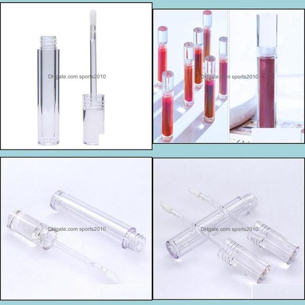 Verpackungsflaschen Lipgloss-Röhren leer 5 ml Lipgloss rund transparent mit Zauberstab klare Lippenstift-Glasur-Röhre Großhandel Drop-Lieferung 2021 Dhxz4