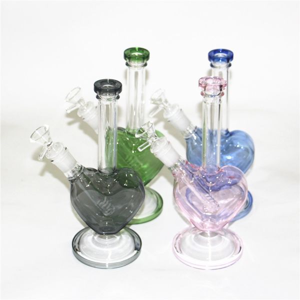 Wasserpfeifen Rosa Liebe herzförmige Glaswasserbongs Dab-Ölplattformen mit Schüsseln Reclaimer Aschefänger Rauchtabakschale