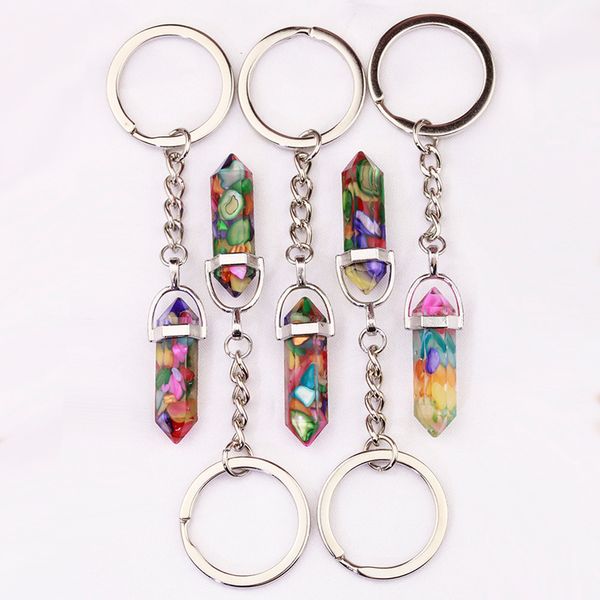 Sechseckiger Säulen-Chakra-Schlüsselanhänger für Frauen, Schlüsselanhänger an Tasche, Auto, Schmuck, Party, Freunde, Geschenk