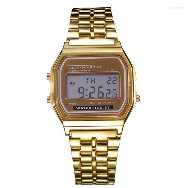 Relógios de wristwatches watch retro led de led visita figura mostre a inoxidável banda de personalidade strate stopwatch stopwatch 0262