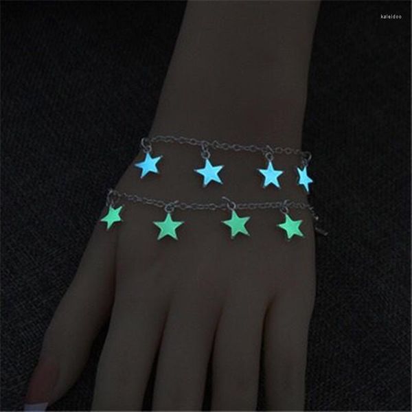 Braccialetti con ciondoli Braccialetto luminoso per gli amanti che si illuminano al buio Cavigliera con fiore a forma di stella Donna Donna Accendi gioielli di Halloween