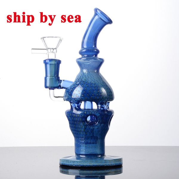 Корабль от Sea Faberge Fab Egg Bongs Кальяны синие обветшатые стеклянные водяные трубы для душевых наголовок Perc Percolator Dab Rigs с 14 -миллиметровой табачным инструментами табака