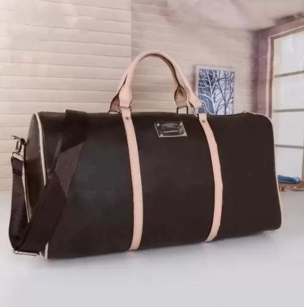 Bolsas de dufffle masculinas de qualidade marrom preto 55 qualidade Mono PU couro bagagem de bagagem de viagem Homens homens girafas