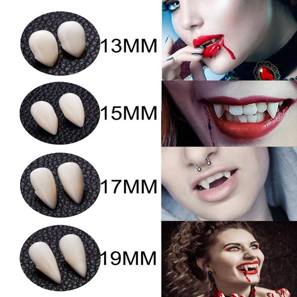 1 paio Denti da vampiro Zanne Protesi Puntelli Costume di Halloween Prop Dente falso Colla solida Protesi adesiva Halloween Party Decor 1029