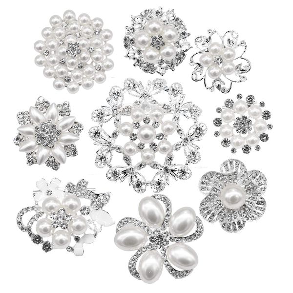 Pins Broschen L Lot Siertone Strass Große Perle Kristall Hochzeit Bouquet Kit Set Großhandel Mode Frauen Mädchen Blume Cle Carshop2006 AMP5F