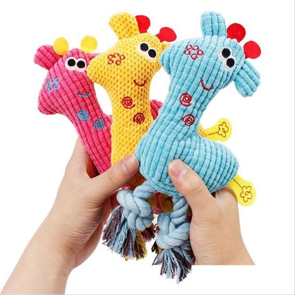 Hundespielzeug Kauen Haustier Hund Kauen Quietschspielzeug Giraffe Fleece Seil Interatives Spielzeug Tier Plüsch Welpe Hirsch Für Hunde Katze Quietschen Drop Deliv Dhfvn