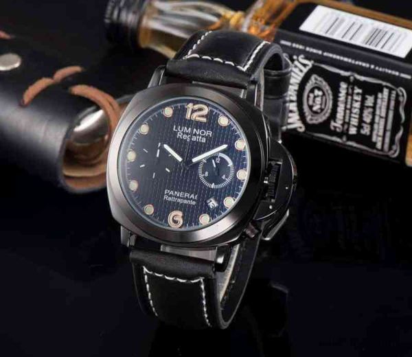 Moda masculina relógios designer para mecânico legal masculino pulseira de couro calendário v6ug relógios de pulso estilo