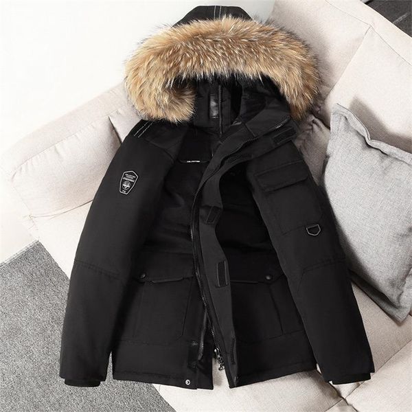 Womens Down Parkas piumino grande tasca utensili uomini e donne coppia torta per superare il collo di pelliccia di procione spesso cappotto invernale 220914