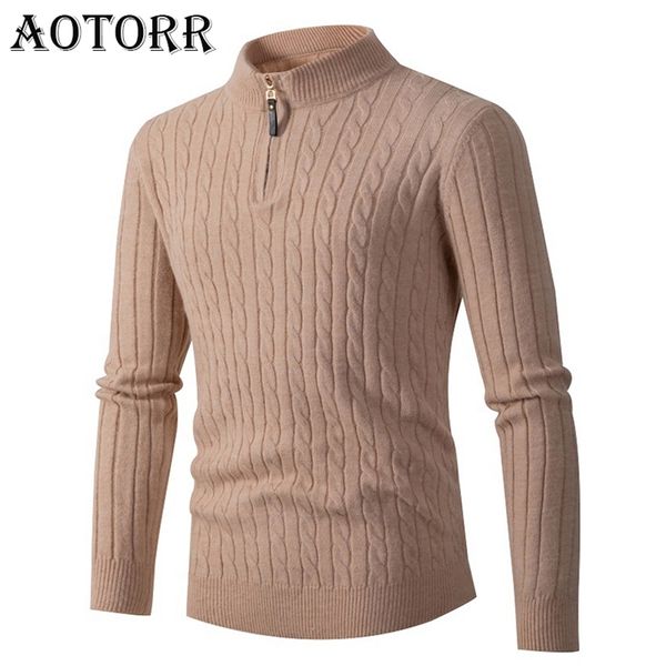 Herrenpullover Herbst Winter Warme Pullover Pullover Mann Tops Mode Feste Strickpullover Männer Zipperup Pullover Jumper Stricken Wollkleidung 220914