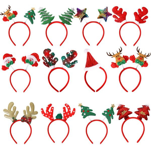 Weihnachtsstirnbänder, 23 Designs, Partygeschenke, Rentier, Weihnachtsmann, Baum, Schneemann, Muster, Haarspangen