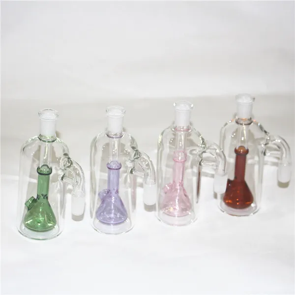 Narghilè 14mm 18mm Raccoglitori di cenere di vetro con ciotole di vetro 45 90 gradi Ashcatcher Percolatori di pneumatici Bong d'acqua Olio Dab Rigs