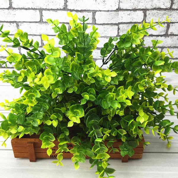 Faux Floral Greenery Eukalyptus Kunststoff Künstliche Pflanze Blätter Grünes Gras Lange Outdoor Gefälschte DIY Blume Für Garten Outdoor Dekoration Great China J220906