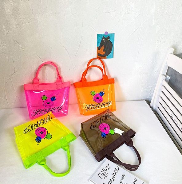 Borsa per bambini trasparente 2022 borsa a tracolla per ragazza con stampa orso coreano borse da spiaggia in plastica accessori portamonete