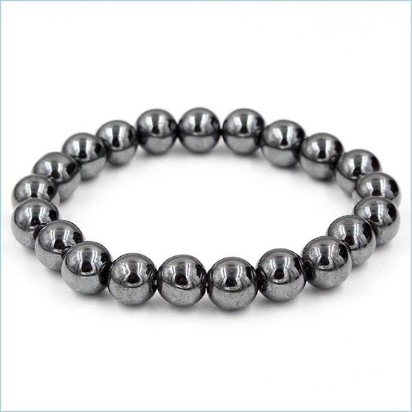 Fili di perline Braccialetti di fili di perline Drop Delivery Ematite 8Mm Ball Bead Magnetic Therapy Magnet Stone Bracciale Allevia Arthriti Dhvz9