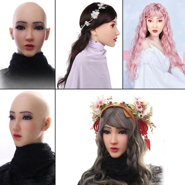Party Supplies Silikon Kopfbedeckung Make-up Crossdresser Cosplay Beauty Mask Collection Realistische männlich zu weiblich voll