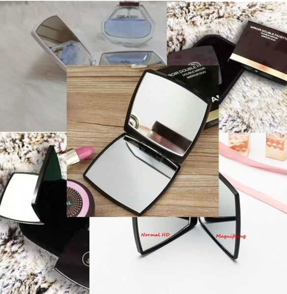 2023 Espelho dobrável clássico duplo lateral portátil espelho de maquiagem HD com bolsa de flanela com caixa de presente para mulheres VIP porta ferramentas de maquiagem balde de caneta de beleza