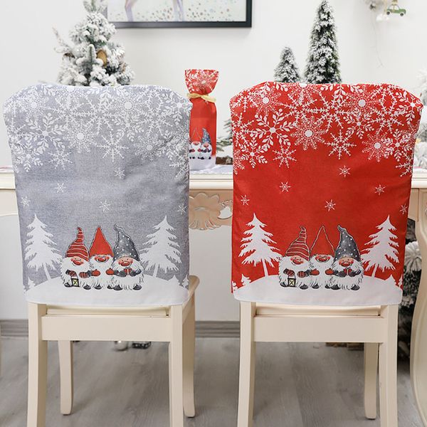 Decorazioni natalizie 57x47cm Fodera per sedia Classico Babbo Natale Pupazzo di neve Stampa Berretto da pranzo con Pom Anno 2023 Decorazione 220914