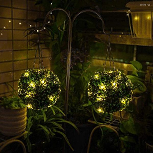 Flores decorativas Planta artificial Bola de topiario Luces LED solares para fiesta en el jardín Boda al aire libre Decoración para el hogar Bolas de boj