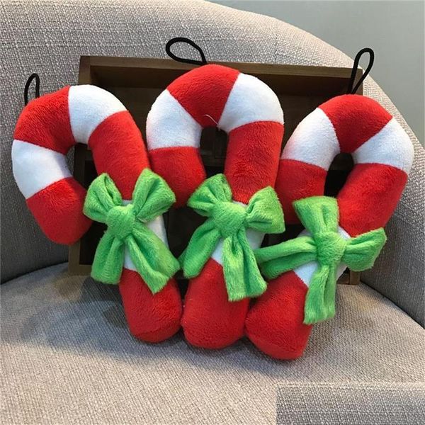 Brinquedos de cachorro Chews Chews Christmas Cutch Shape Plush Squeaker Chew Som Toy para Puppy Cat Training Products Squeando Drop Deliver