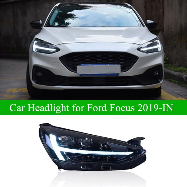 LED-Tagfahrlicht für Ford Focus Scheinwerferbaugruppe 2019-IN, dynamischer Blinker, Autostrahllinse, Auto-Kopflampe