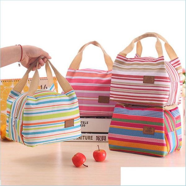 Borse per il pranzo Donna Lady Pieghevole Borsa termica per il pranzo Tote Borsa spessa Borsa casual Nuovo portatile di grande capacità Zip Canvas Drop Delive Dhqa8