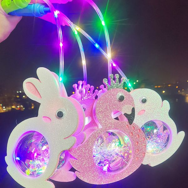 Desenho animado de halloween de Natal flash portátil Starry Sky Sky Flamingo Rabbit Ball Lantern LED LED brinquedo brilhante