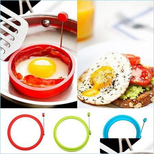 Eierwerkzeuge Sile Runde Spiegelei Pfannkuchen Ring Omelette Mod zum Kochen Frühstück Ofen Küchenform Nonstick Zubehör Drop Lieferung 2 Dhq9R