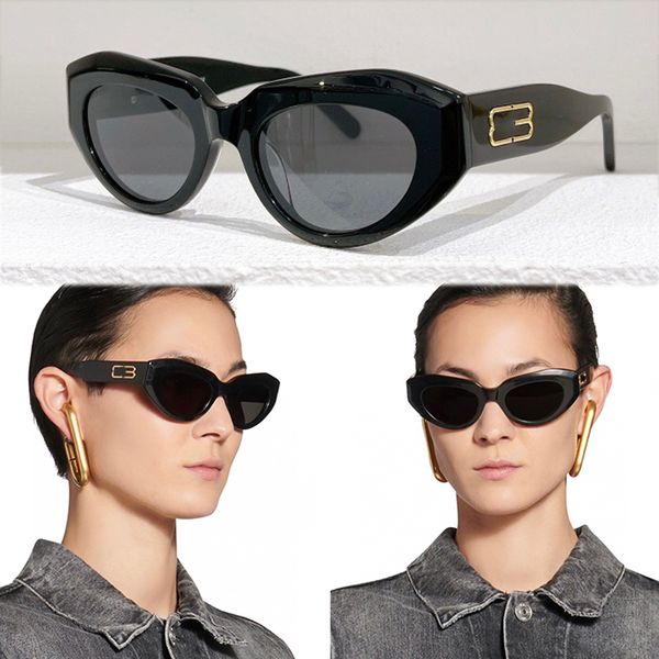 2022 Neue Designer Rive Gauche Cat Eye Sonnenbrille Damen Herren Retro Vintage 0236 Individuelles Logo Polarisierte Modemarke Shades schwarzes Acetat Großes Logo auf den Bügeln Sonnenbrille