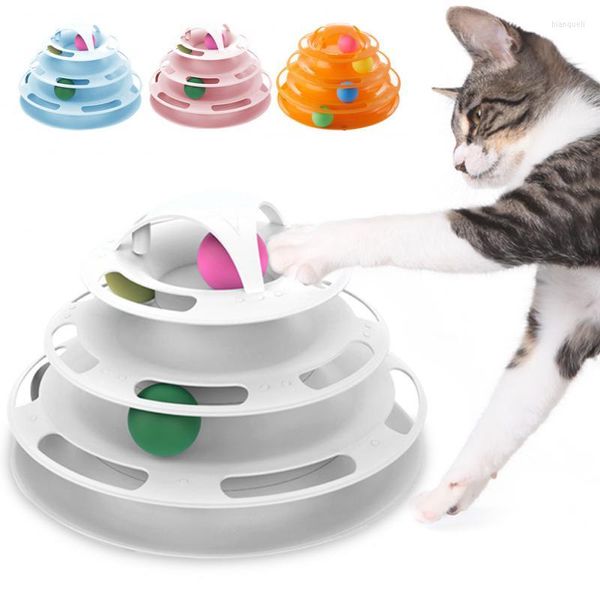 Toys de gato 4 níveis Torre de pet tumbler Treinamento de tumbler de amostração gatinho rastreia ferramentas de túnel de inteligência de inteligência de disco