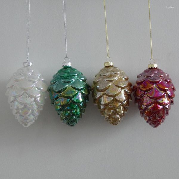 Party Dekoration 8 teile/paket 7 11 cm Bunte Pulver Hängen Tannenzapfen Weihnachtsbaum Glas Ornament Kreative Anhänger Fenster Geschenk