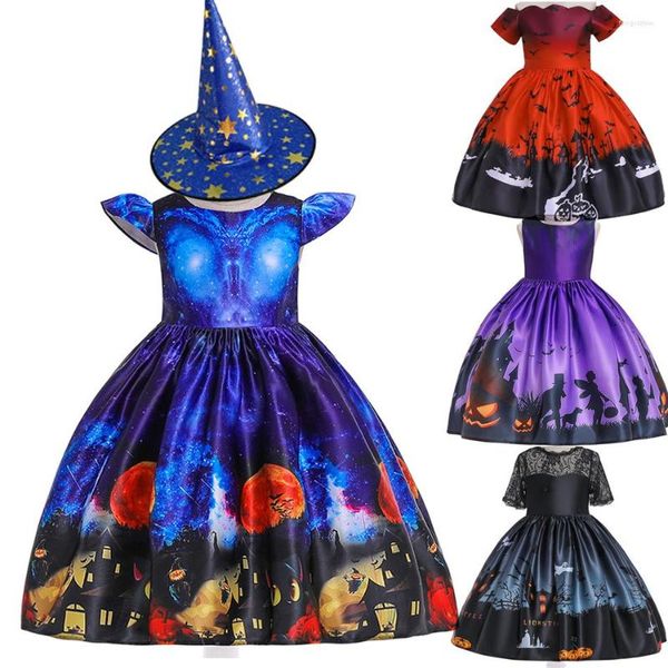 Девушка платья девочкам Хэллоуин ведьма костюм детская одежда для вечеринки