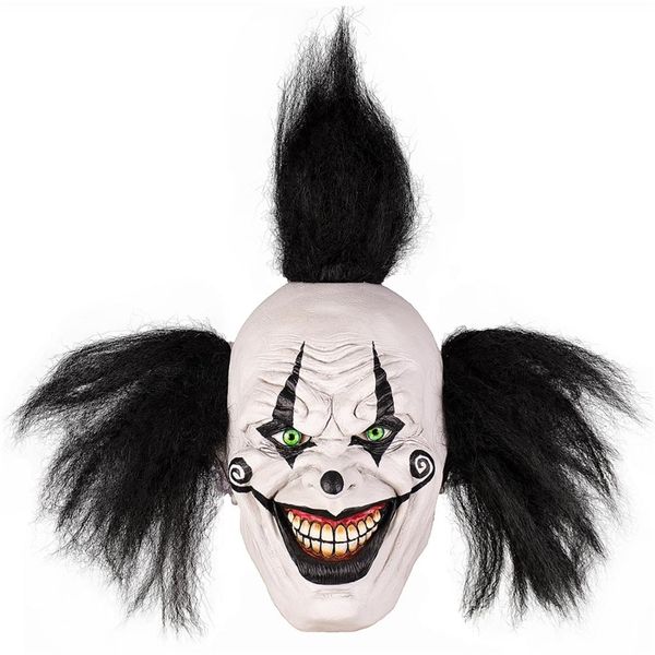 Decorazione della festa Halloween malvagia risata ha visto la maschera da costume per adulti clown raccapricciante joker con i capelli neri cosplay huanted house oggetti di scena 220915