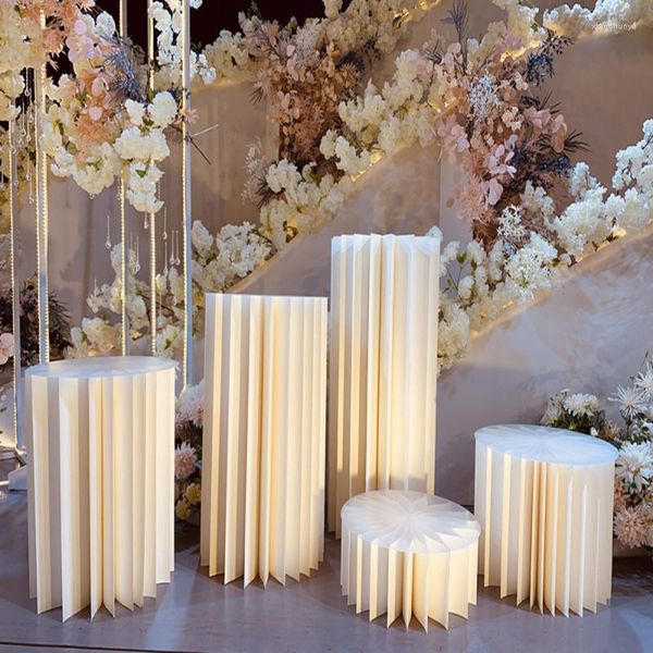 Decorazione per feste Oggetti di scena per matrimoni Origami di perle Dessert cilindrico Pieghevole Colonna romana Ornamento da tavola Guida stradale Forniture per finestre