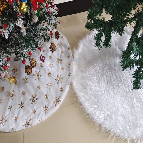 Рождественские украшения 1pc 78 90 122см Юбка для дерева искусственный меховой ковер снежинок белый плюшевый коврик для домашнего рождественского декора Noel Arpry Ornament 220914