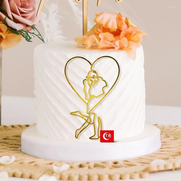 Forniture festive Art Lady Wedding Cake Topper Acrylic Gold Love Birthday for Party Decorations