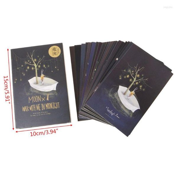 Embrulho de presente 30pcs vintage luminoso postal brilho na lua escura