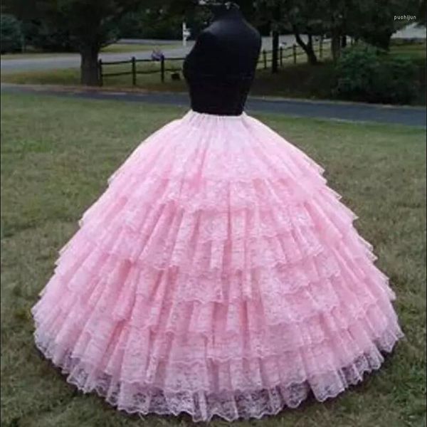 Röcke Süße Rosa 9 Schichten Vintage Spitze Petticoat Ballkleid Lange Formale 2022 Für Mädchen Frauen Abend Party Prom