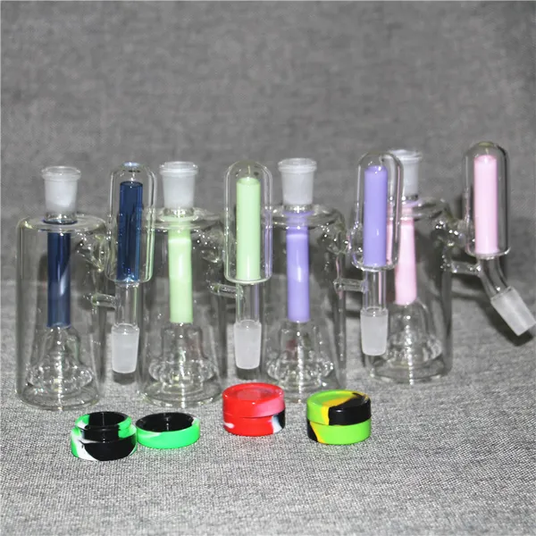 Wasserpfeifen Neuer Glas-Aschefänger 14,4 mm 18,8 mm Gelenk zwei Farben zur Auswahl Glas-Dab-Rig-Bong-Silikonölbehälter